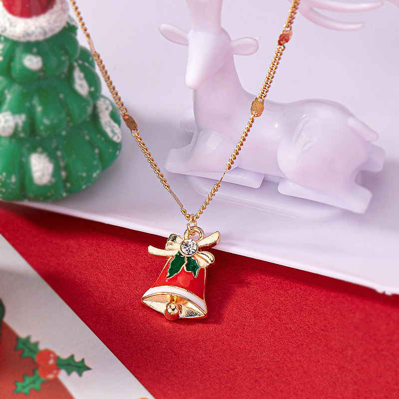 Cute Christmas Tree Santa Claus Snowflake Alloy Ferroalloy Enamel Plating Inlay Glass 14k Gold Plated Christmas Women's Pendant Necklace display picture 20