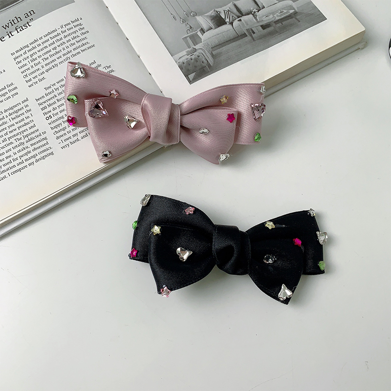 Sweet Shiny Bow Knot Alloy Cloth Inlay Artificial Rhinestones Hair Clip display picture 4