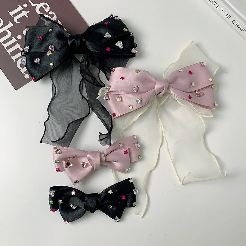 Sweet Shiny Bow Knot Alloy Cloth Inlay Artificial Rhinestones Hair Clip display picture 5