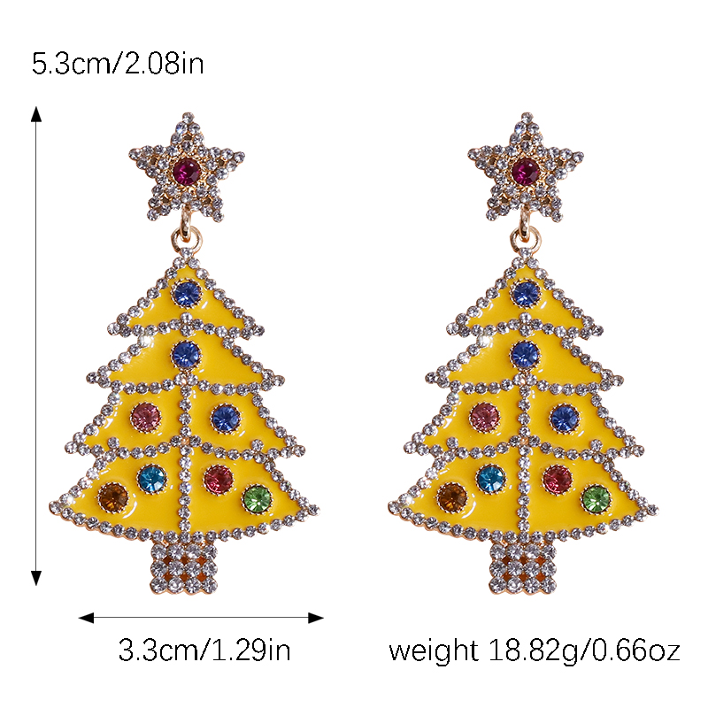 1 Pair Simple Style Christmas Tree Inlay Alloy Gem Gold Plated Ear Studs display picture 1