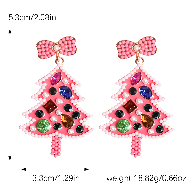 1 Pair Classic Style Christmas Tree Bow Knot Plating Inlay Alloy Gem Gold Plated Ear Studs display picture 1
