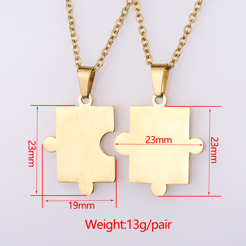 Simple Style Jigsaw Titanium Steel Plating 18k Gold Plated Pendant Necklace display picture 1