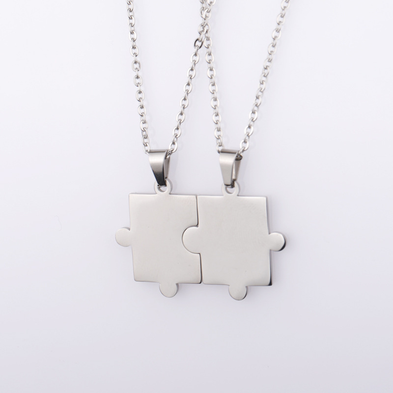 Simple Style Jigsaw Titanium Steel Plating 18k Gold Plated Pendant Necklace display picture 3