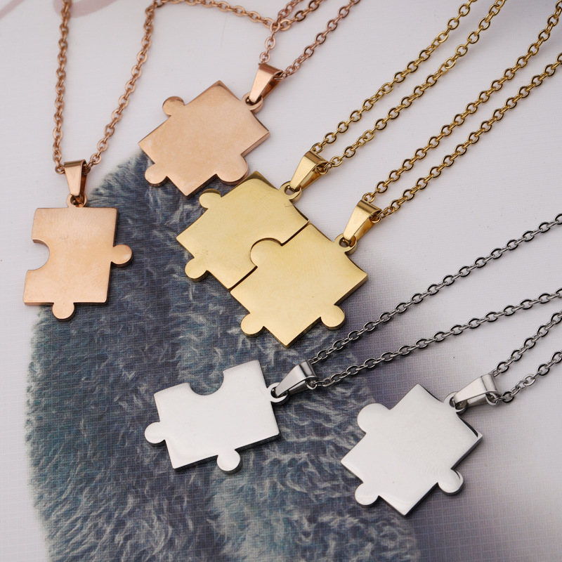 Simple Style Jigsaw Titanium Steel Plating 18k Gold Plated Pendant Necklace display picture 4