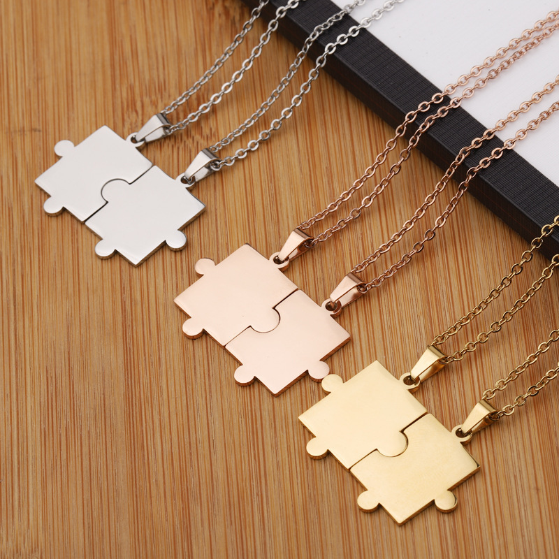 Simple Style Jigsaw Titanium Steel Plating 18k Gold Plated Pendant Necklace display picture 5