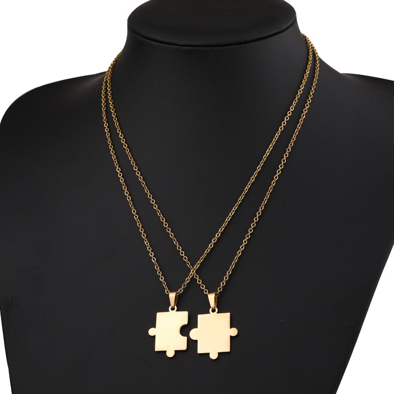 Simple Style Jigsaw Titanium Steel Plating 18k Gold Plated Pendant Necklace display picture 6