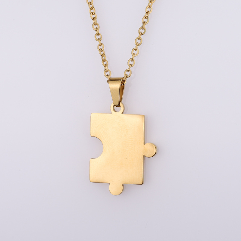 Simple Style Jigsaw Titanium Steel Plating 18k Gold Plated Pendant Necklace display picture 7