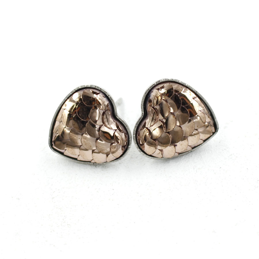 1 Pair Sweet Heart Shape Fish Scales Metal Stainless Steel Resin None Ear Studs display picture 16