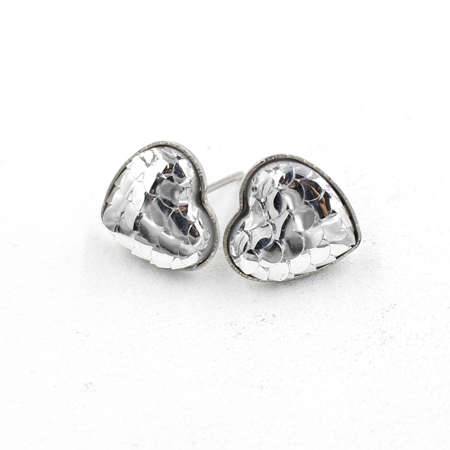 1 Pair Sweet Heart Shape Fish Scales Metal Stainless Steel Resin None Ear Studs display picture 17