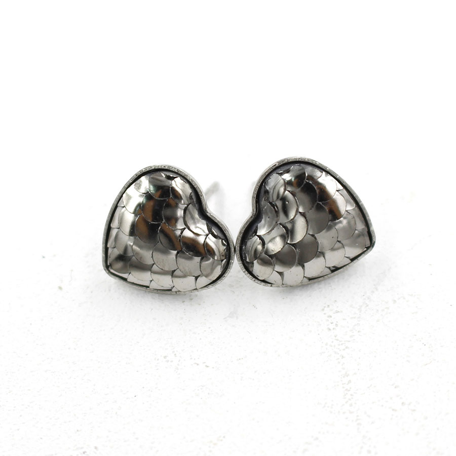 1 Pair Sweet Heart Shape Fish Scales Metal Stainless Steel Resin None Ear Studs display picture 18