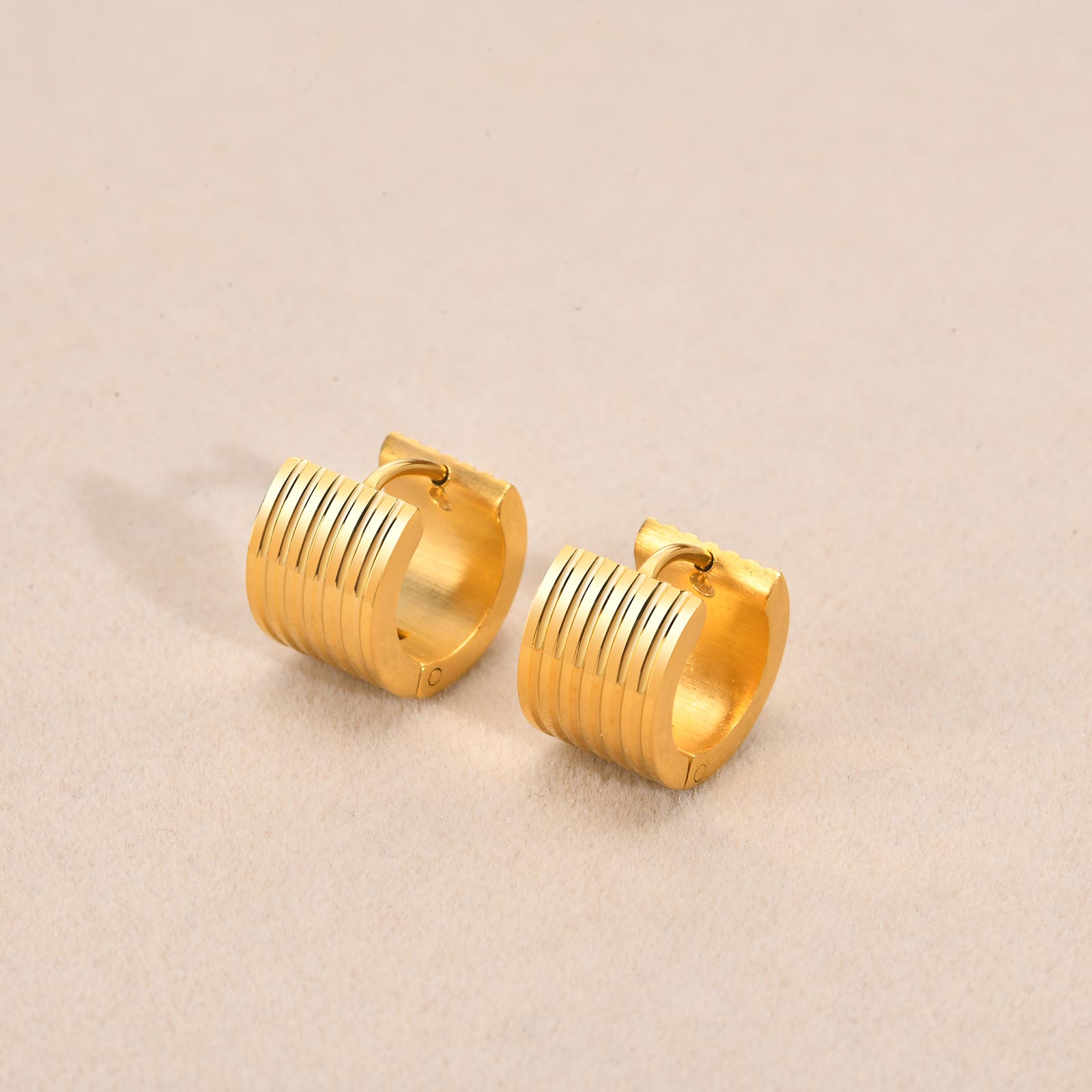 1 Pair Simple Style Streetwear Solid Color Plating 304 Stainless Steel 18K Gold Plated Hoop Earrings display picture 5