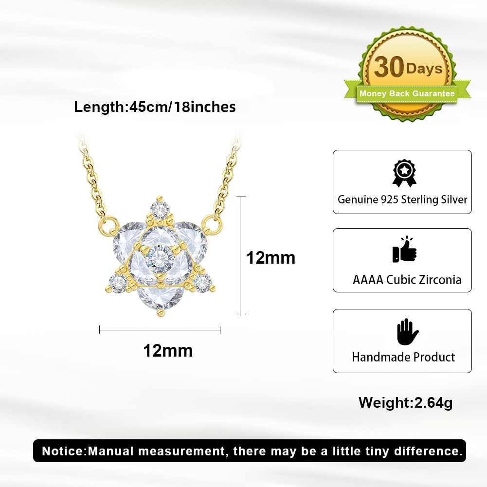 Original Design Modern Style Korean Style Floral Sterling Silver Plating Chain Inlay Zircon 14k Gold Plated White Gold Plated Silver Plated Pendant Necklace display picture 5