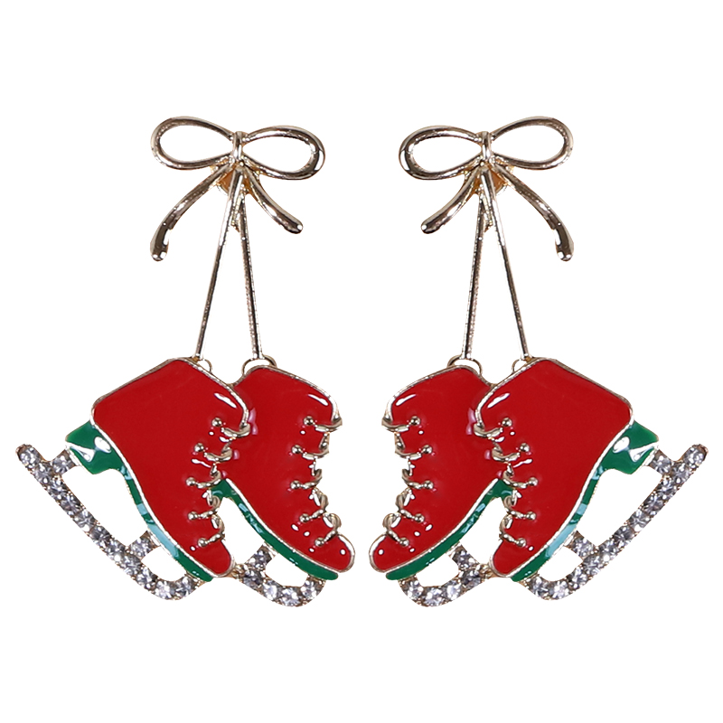 1 Pair Cute Skates Plating Inlay Alloy Diamond Gold Plated Drop Earrings display picture 4