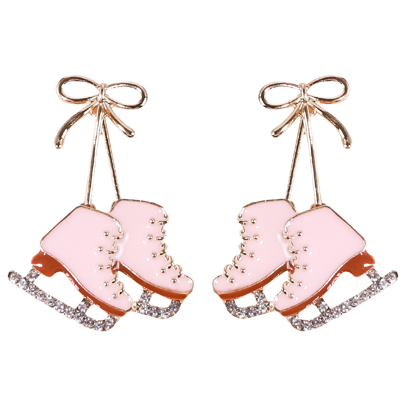 1 Pair Cute Skates Plating Inlay Alloy Diamond Gold Plated Drop Earrings display picture 2