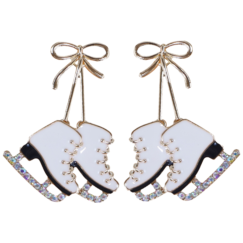 1 Pair Cute Skates Plating Inlay Alloy Diamond Gold Plated Drop Earrings display picture 3