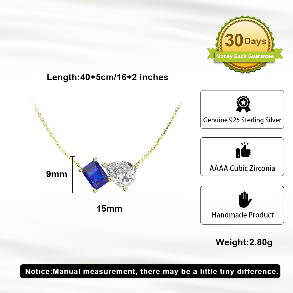 Original Design Modern Style Korean Style Rectangle Sterling Silver Polishing Plating Inlay Zircon 14k Gold Plated White Gold Plated Silver Plated Necklace display picture 17
