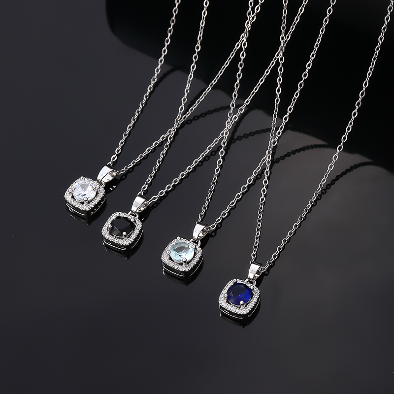 304 Stainless Steel Alloy Silver Plated Hip-Hop Vintage Style Simple Style Plating Inlay Square Zircon Pendant Necklace display picture 1