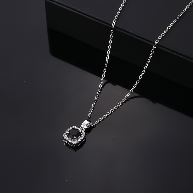 304 Stainless Steel Alloy Silver Plated Hip-Hop Vintage Style Simple Style Plating Inlay Square Zircon Pendant Necklace display picture 6