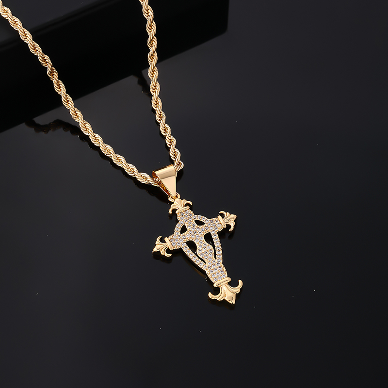 Hip-hop Vintage Style Simple Style Cross Copper Plating Inlay Zircon Gold Plated Silver Plated Men's Pendant Necklace display picture 4
