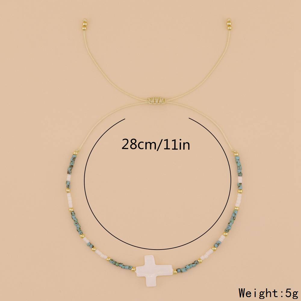 Simple Style Classic Style Cross Glass Beaded Braid Women's Men's Drawstring Bracelets display picture 3