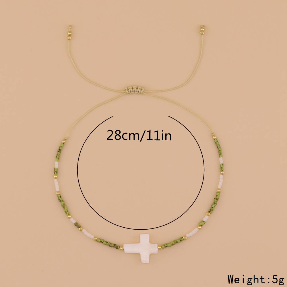 Simple Style Classic Style Cross Glass Beaded Braid Women's Men's Drawstring Bracelets display picture 5