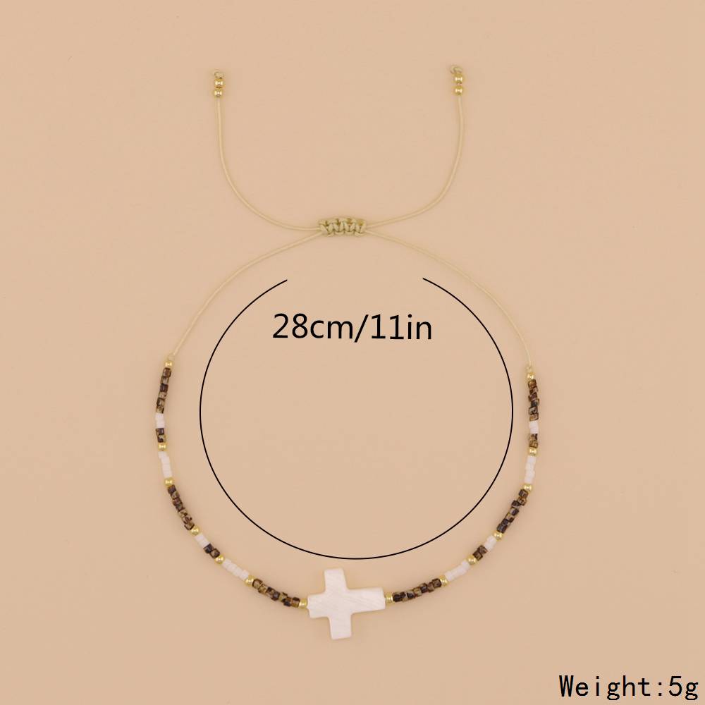 Simple Style Classic Style Cross Glass Beaded Braid Women's Men's Drawstring Bracelets display picture 6