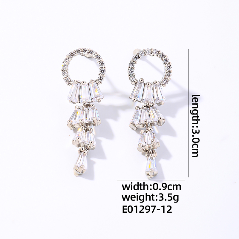 1 Pair Elegant Shiny Tassel Plating Inlay Copper Zircon Rhodium Plated Drop Earrings display picture 1