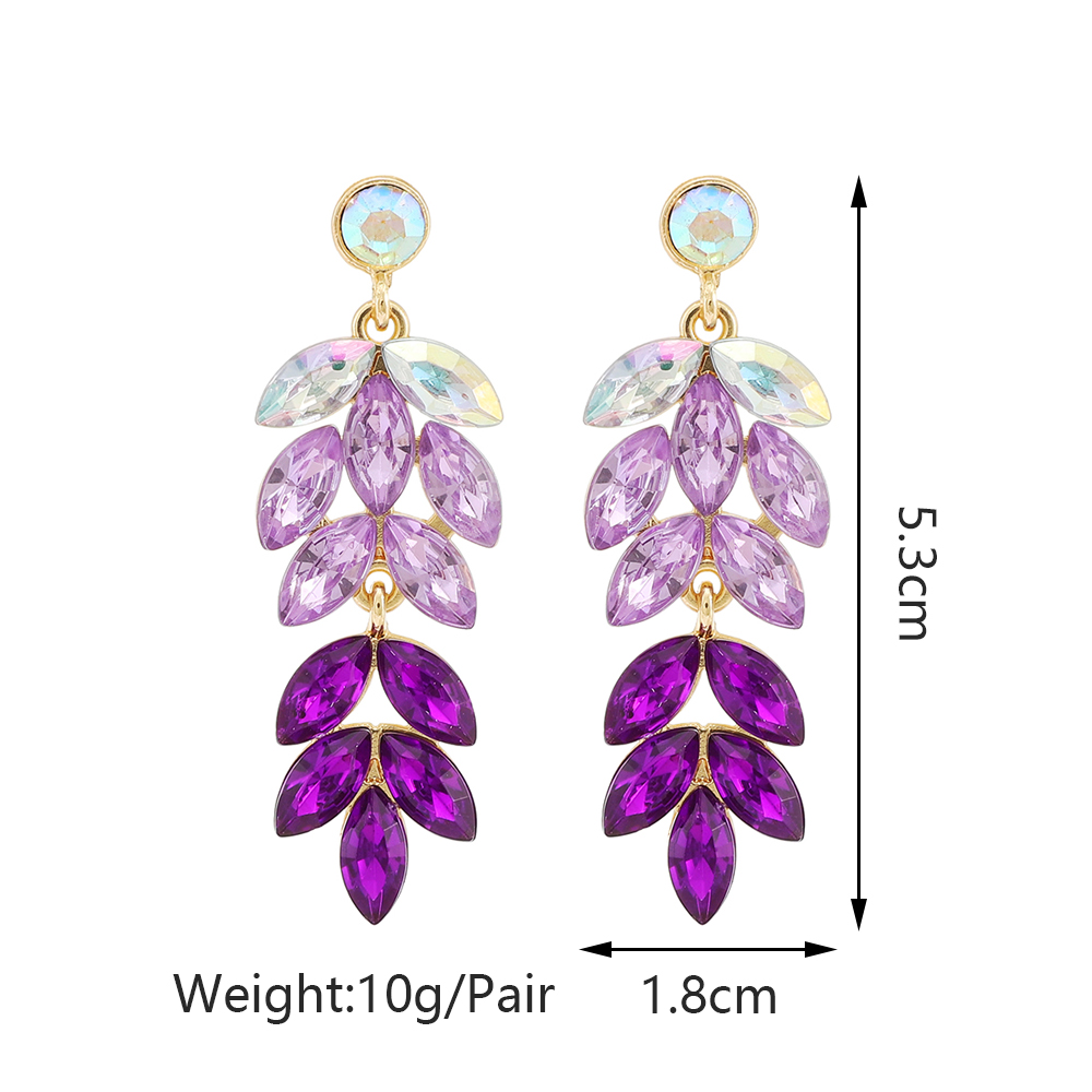 1 Pair Elegant Simple Style Geometric Leaves Inlay Alloy Glass Zircon Drop Earrings display picture 1