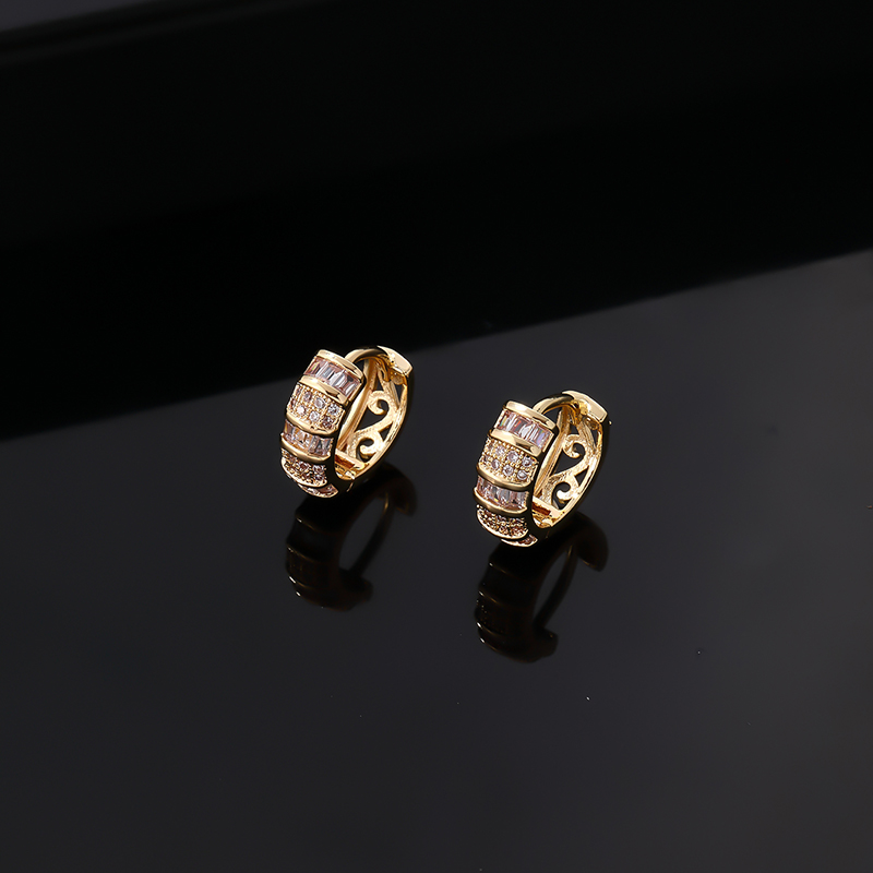 1 Pair Simple Style Circle Plating Inlay Copper Zircon Ear Studs display picture 3