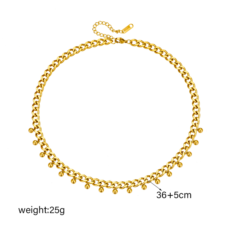 304 Stainless Steel 18K Gold Plated Retro Simple Style Plating Geometric Ball Necklace display picture 1