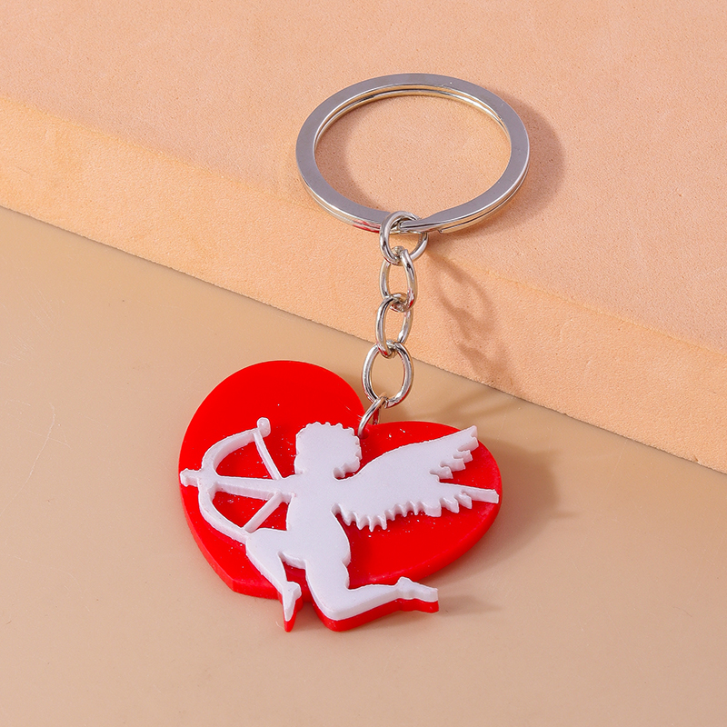 Cute Heart Shape Alloy Plastic Bag Pendant Keychain display picture 2
