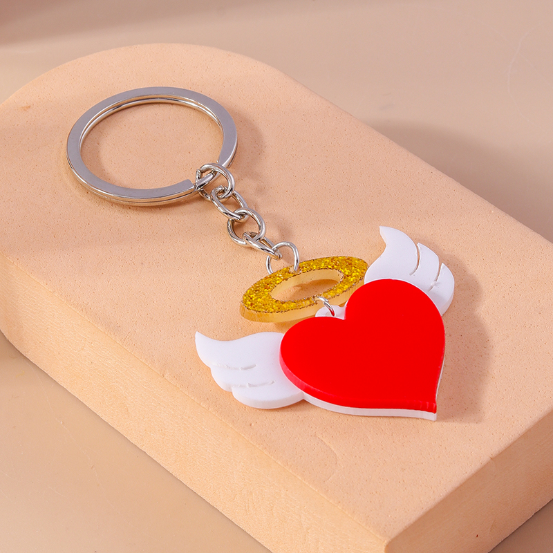 Cute Heart Shape Alloy Plastic Bag Pendant Keychain display picture 3