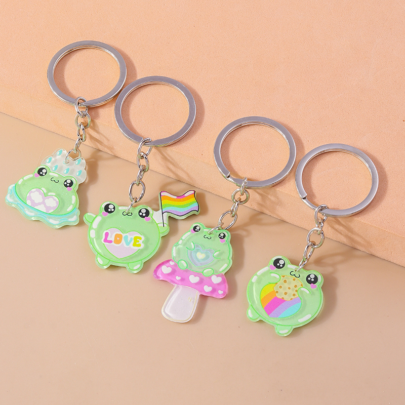 Cute Frog Alloy Plastic Bag Pendant Keychain display picture 12