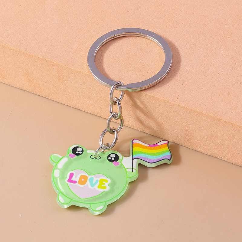 Cute Frog Alloy Plastic Bag Pendant Keychain display picture 9
