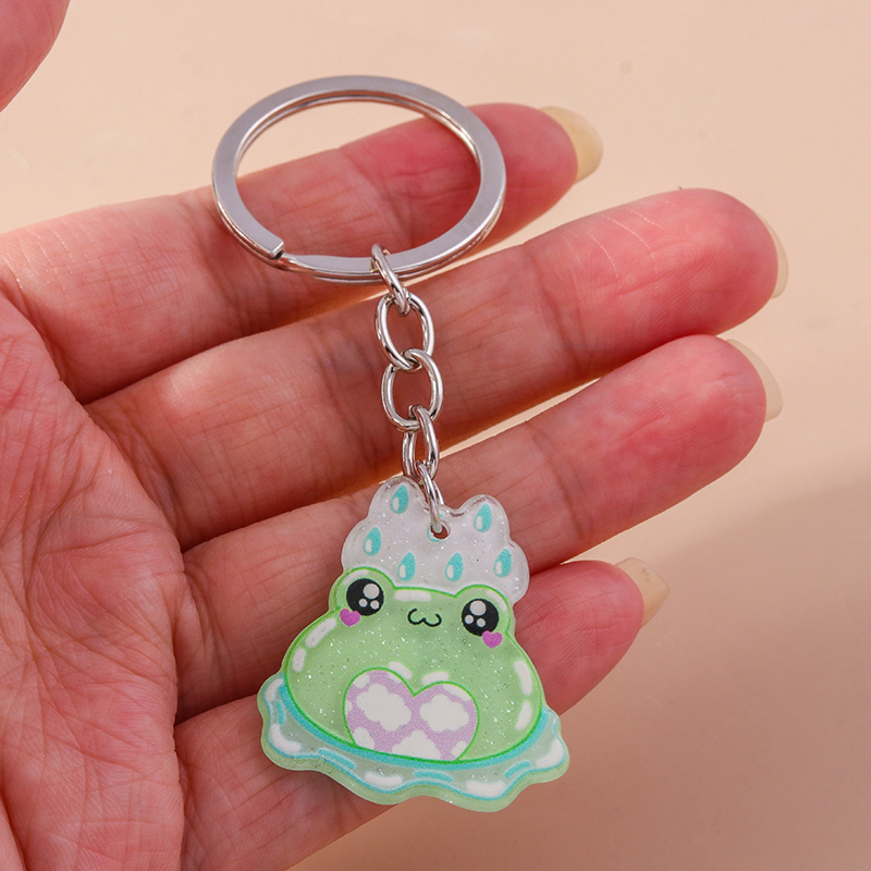 Cute Frog Alloy Plastic Bag Pendant Keychain display picture 8