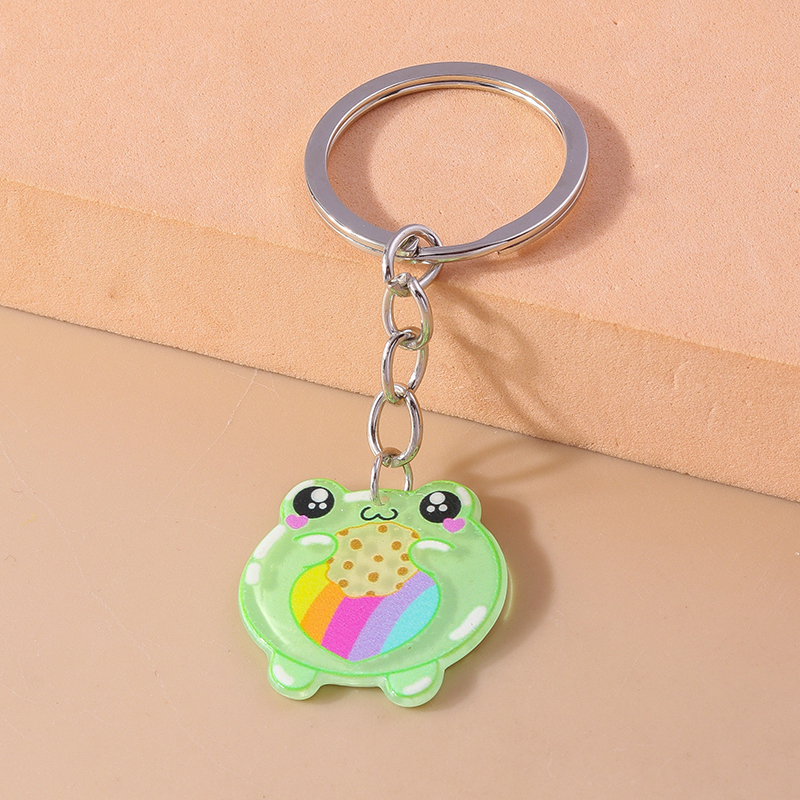 Cute Frog Alloy Plastic Bag Pendant Keychain display picture 3