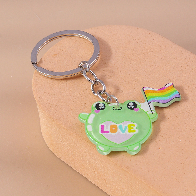 Cute Frog Alloy Plastic Bag Pendant Keychain display picture 4