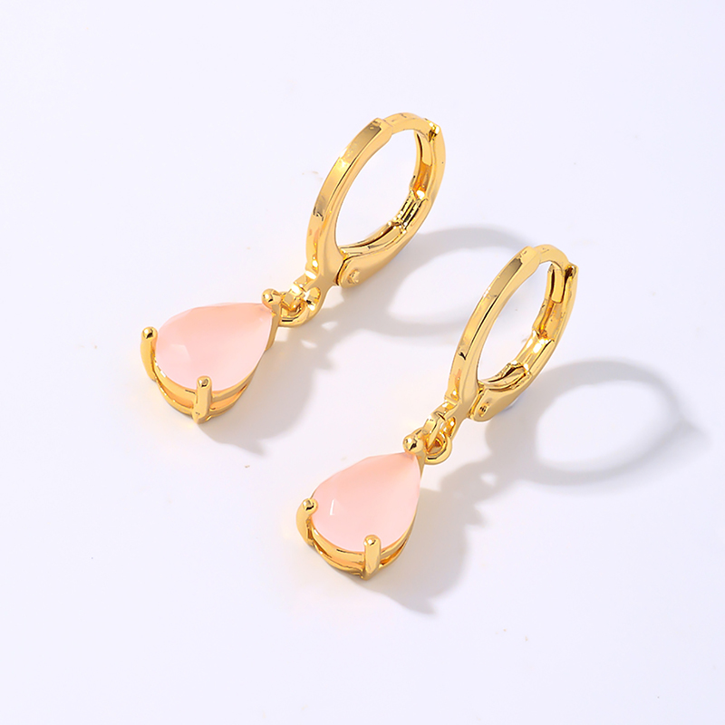 1 Pair Elegant Simple Style Shiny Geometric Round Water Droplets Plating Inlay Copper Zircon Drop Earrings display picture 12