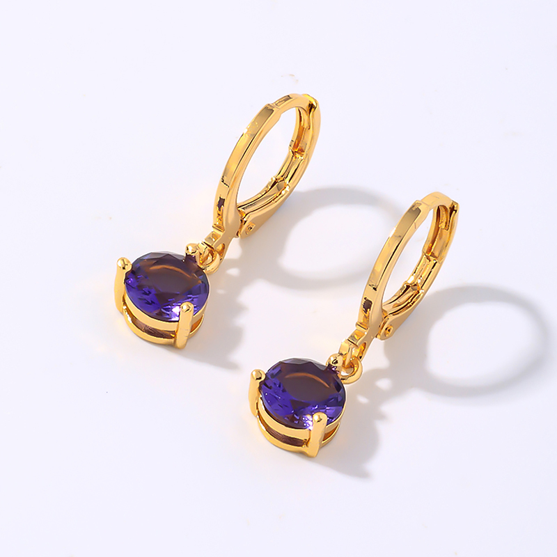 1 Pair Elegant Simple Style Shiny Geometric Round Water Droplets Plating Inlay Copper Zircon Drop Earrings display picture 2