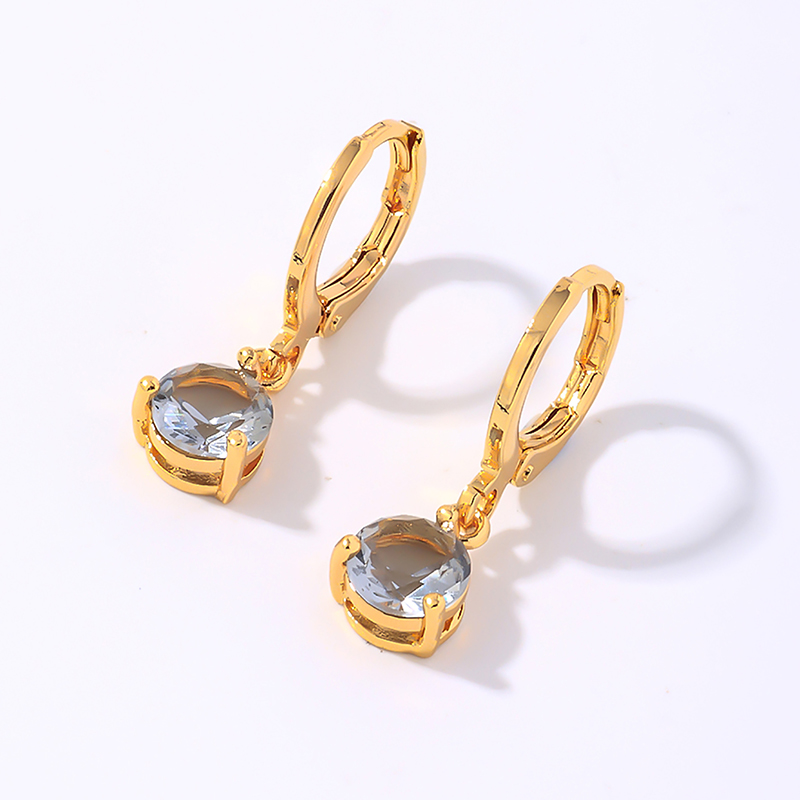 1 Pair Elegant Simple Style Shiny Geometric Round Water Droplets Plating Inlay Copper Zircon Drop Earrings display picture 6