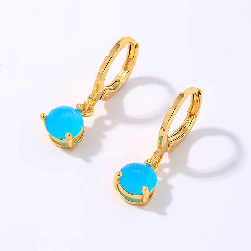 1 Paire Élégant Style Simple Brillant Géométrique Rond Les Gouttelettes D'Eau Placage Incruster Le Cuivre Zircon Boucles D'oreilles display picture 7