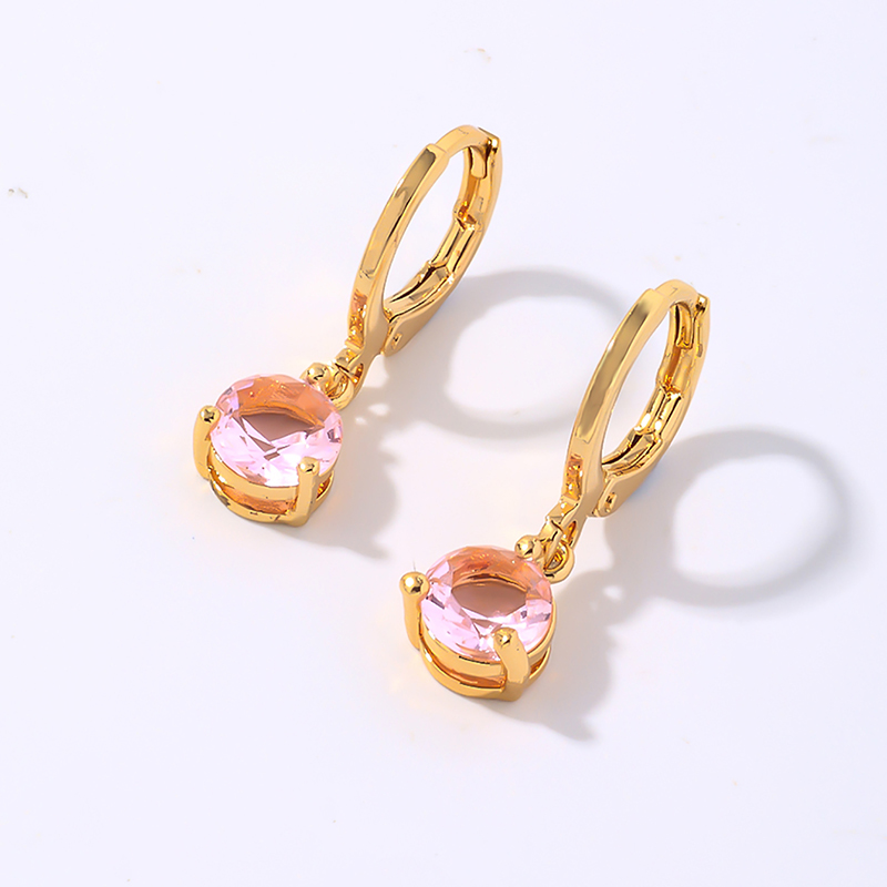 1 Pair Elegant Simple Style Shiny Geometric Round Water Droplets Plating Inlay Copper Zircon Drop Earrings display picture 1