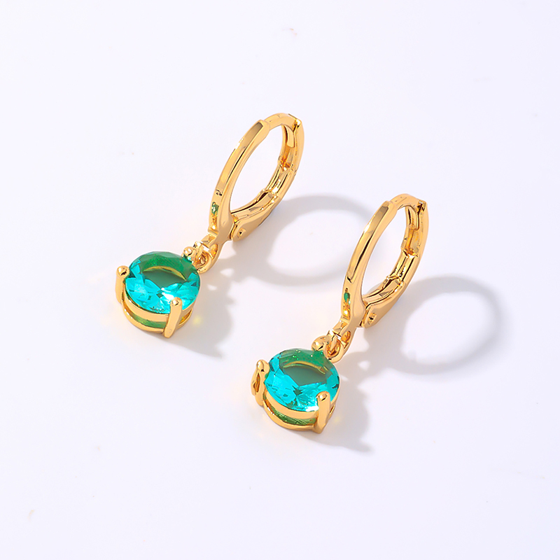 1 Pair Elegant Simple Style Shiny Geometric Round Water Droplets Plating Inlay Copper Zircon Drop Earrings display picture 9