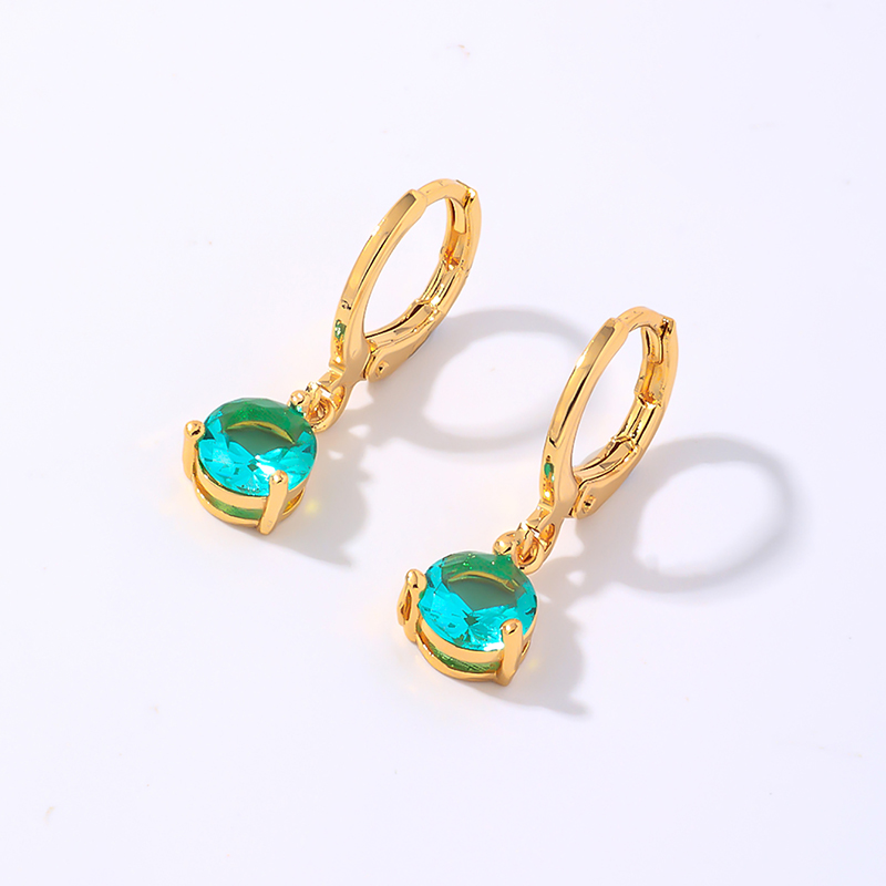 1 Paire Élégant Style Simple Brillant Géométrique Rond Les Gouttelettes D'Eau Placage Incruster Le Cuivre Zircon Boucles D'oreilles display picture 9