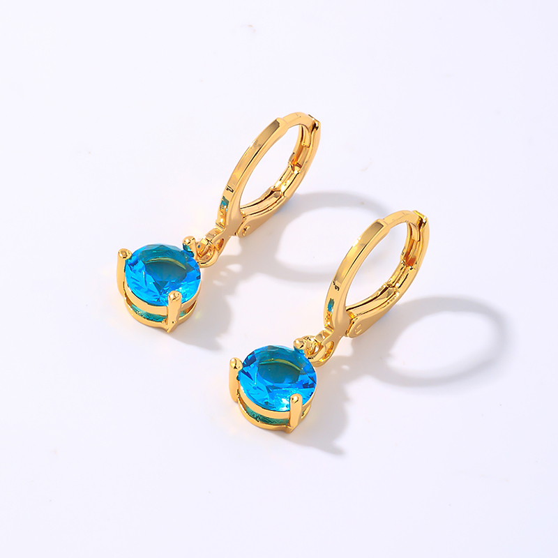 1 Paire Élégant Style Simple Brillant Géométrique Rond Les Gouttelettes D'Eau Placage Incruster Le Cuivre Zircon Boucles D'oreilles display picture 10