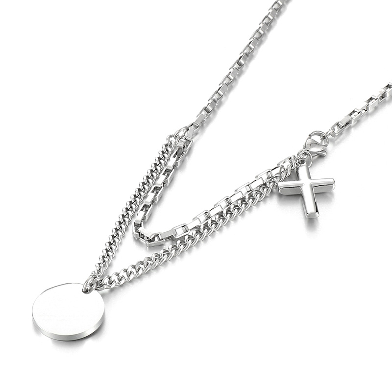 Stainless Steel 18K Gold Plated Hip-Hop Simple Style Plating Cross Pendant Necklace display picture 7