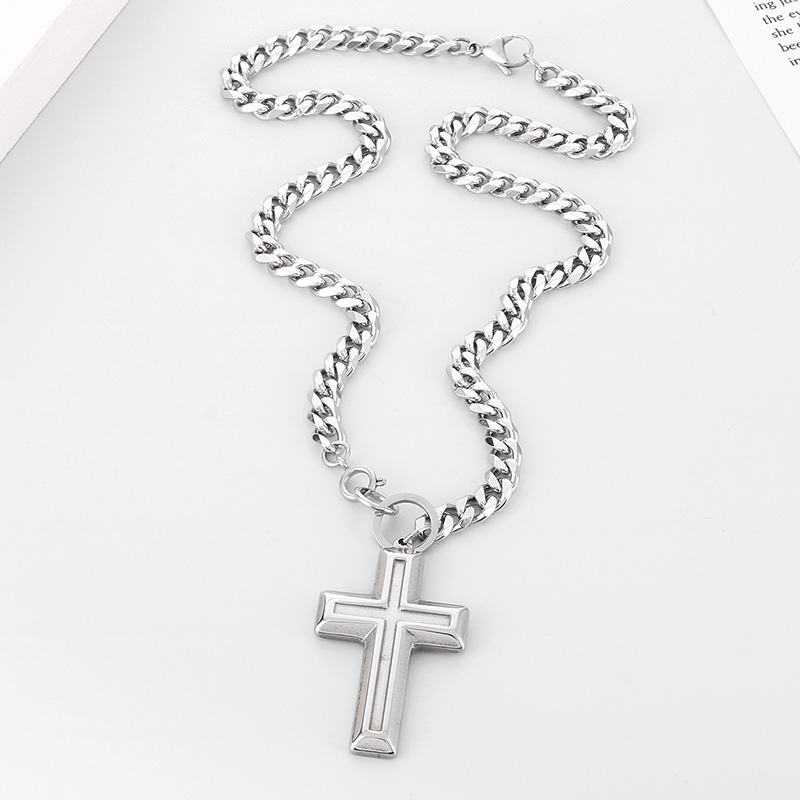 Stainless Steel 18K Gold Plated Hip-Hop Simple Style Plating Cross Pendant Necklace display picture 24