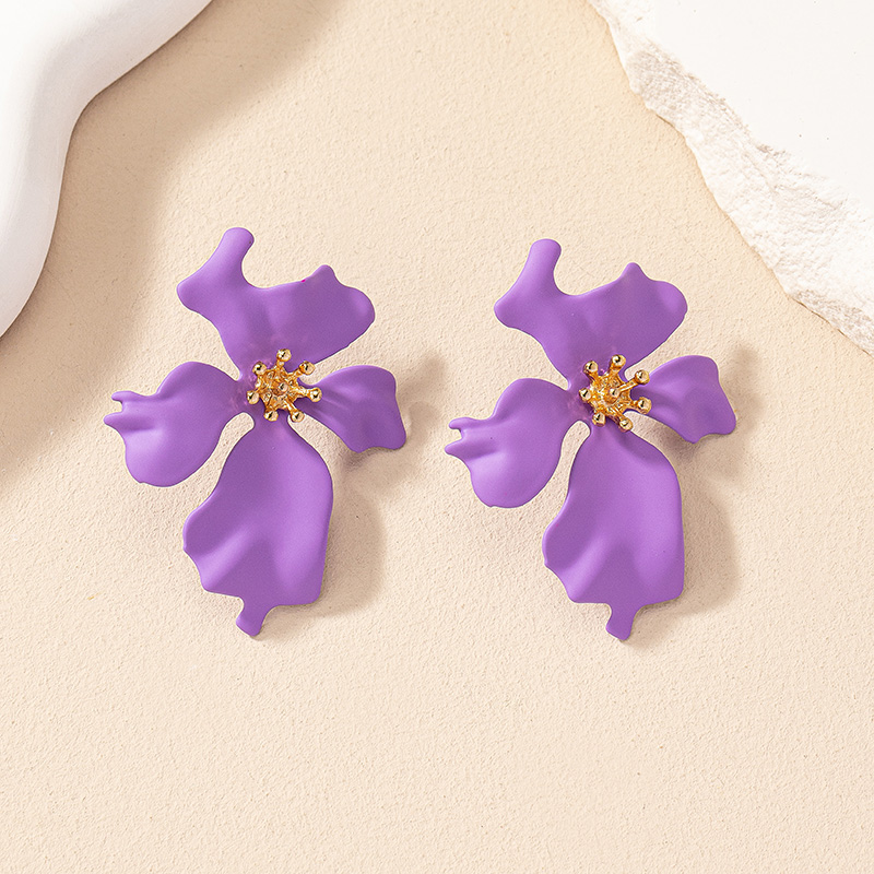 1 Pair Retro Luxurious Flower Spray Paint Alloy Ear Studs display picture 14