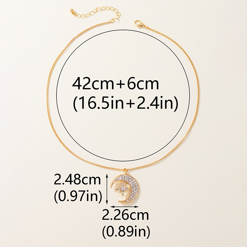 Elegant Streetwear Star Moon Alloy Plating Inlay Zircon 14k Gold Plated Women's Pendant Necklace display picture 3
