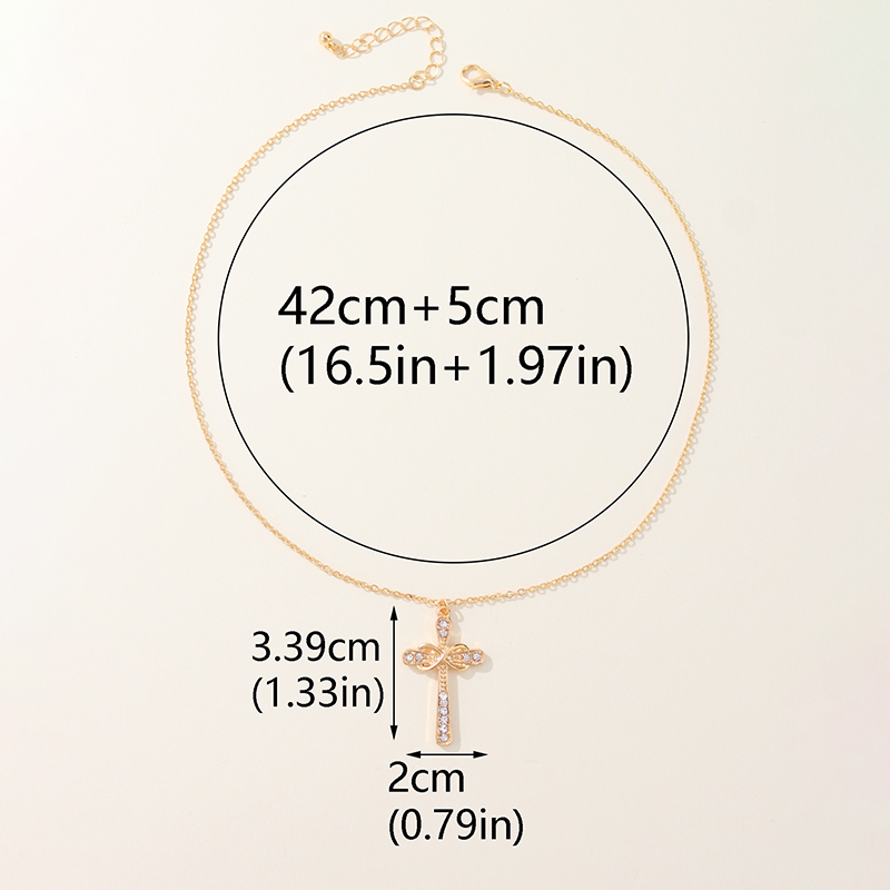 Simple Style Streetwear Cross Alloy Plating Inlay Zircon 14k Gold Plated Women's Pendant Necklace display picture 3